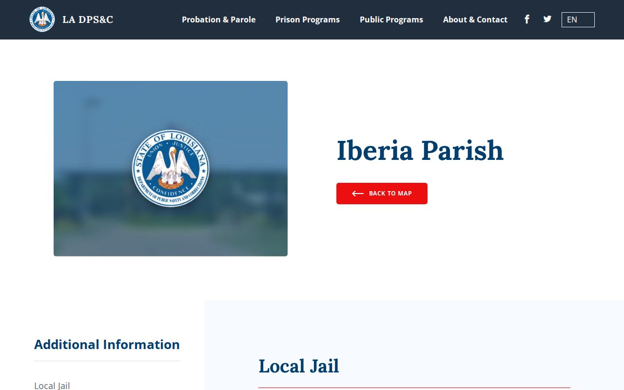 Iberia Parish Criminal Justice Facility release records directory