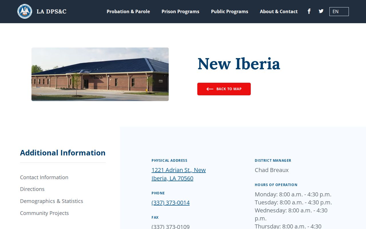 Iberia Parish post-release supervision office and workload