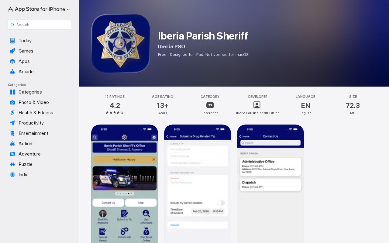 Official Iberia Parish Sheriff app used for current inmate information
