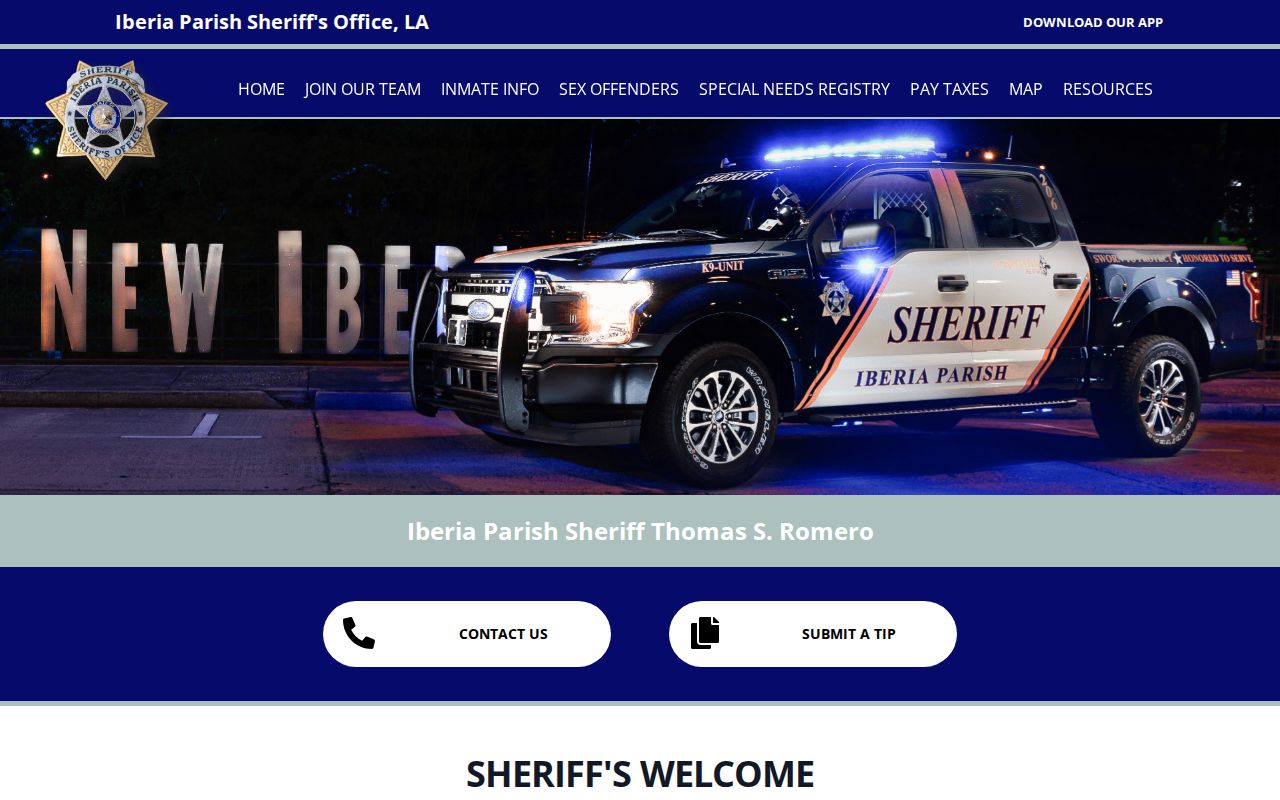 Iberia Parish Criminal Justice Facility release search access on the sheriff site